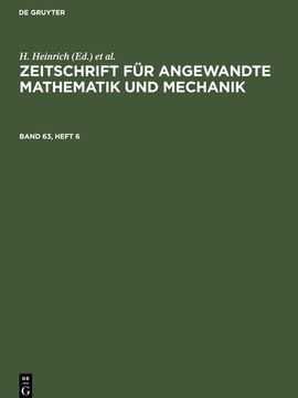 portada Zeitschrift für Angewandte Mathematik und Mechanik. Band 63, Heft 6 (en Alemán)