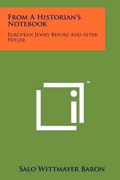 portada from a historian's not: european jewry before and after hitler