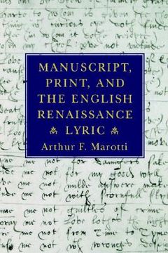 portada manuscript, print, and the english renaissance lyric (en Inglés)