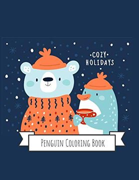 portada Penguins Coloring Book: Gifts for Kids 4-8, Girls or Adult Relaxation | Stress Relief Flamingo Lover Birthday Coloring Book Made in usa 