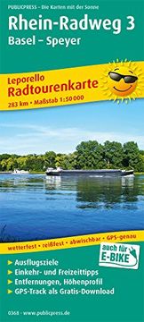portada Radwanderkarte Leporello Rhein-Radweg 3, Basel - Speyer: Mit Ausflugszielen, Einkehr- & Freizeittipp (en Alemán)