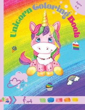portada Unicorn Coloring Book: Great Coloring & Activity Book with Cute Unicorn for Kids Ages 4-8 / 48 Unique and Adorable Designs Coloring Pages / M