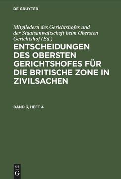 portada Entscheidungen des Obersten Gerichtshofes für die Britische Zone in Zivilsachen. Band 3, Heft 4 (en Alemán)