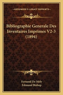 portada Bibliographie Generale Des Inventaires Imprimes V2-3 (1894) (en Francés)