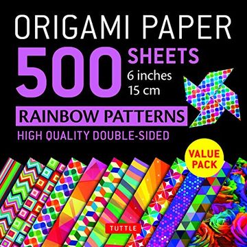 portada Origami Paper 500 Sheets Rainbow Patterns 6" (15 Cm): Tuttle Origami Paper: High-Quality Double-Sided Origami Sheets Printed With 12 Different Designs (Instructions for 6 Projects Included) (en Inglés)