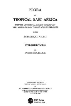 portada Flora of Tropical East Africa - Hydrocharitaceae (1989)