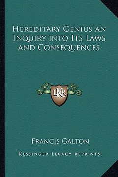 portada hereditary genius an inquiry into its laws and consequences (in English)