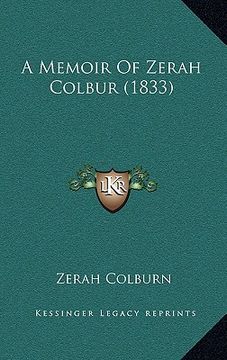 portada a memoir of zerah colbur (1833) (en Inglés)