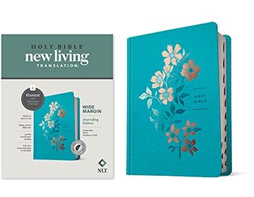 portada Nlt Wide Margin Bible, Filament Enabled Edition (Red Letter, Hardcover Cloth, Ocean Blue Floral, Indexed) (in English)