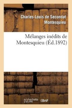 portada Mélanges Inédits de Montesquieu (en Francés)