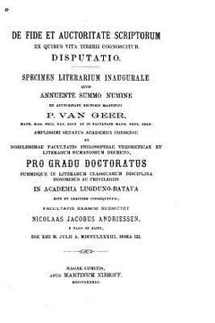 portada De fide et auctoritate scriptorum ex quibus vita Tiberii cognoscitur disputatio (in Latin)