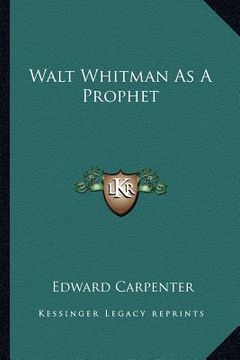 portada walt whitman as a prophet (en Inglés)