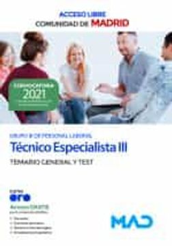 portada Tecnico Especialista iii Grupo iii de la Comunidad de Madrid (Acceso Libre). Temario General y Test