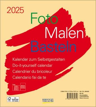 portada Foto-Malen-Basteln Bastelkalender Beige 2025: Fotokalender zum Selbstgestalten. Do-It-Yourself Kalender mit Festem Fotokarton. Format: 21,5 x 24 cm