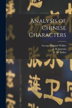 portada Analysis of Chinese Characters (en Inglés)
