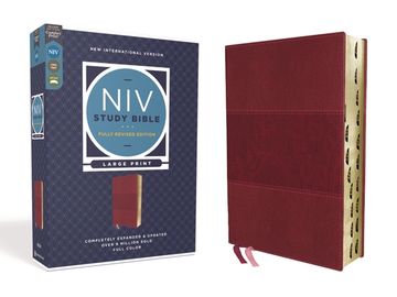 portada Niv Study Bible, Fully Revised Edition, Large Print, Leathersoft, Burgundy, red Letter, Thumb Indexed, Comfort Print: New International Version,. Red Letter Edition, Comfort Print 