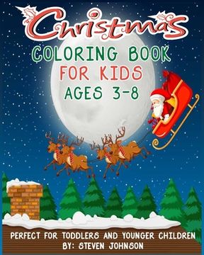 portada Christmas Coloring Book For Kids: Ages 3-8 (en Inglés)