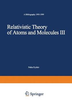 portada relativistic theory of atoms and molecules iii (en Inglés)