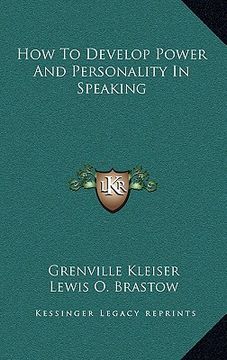portada how to develop power and personality in speaking (en Inglés)