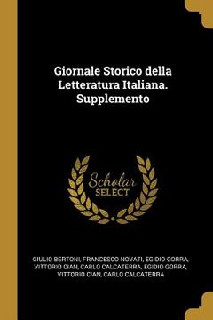 portada Giornale Storico della Letteratura Italiana. Supplemento (in Italian)