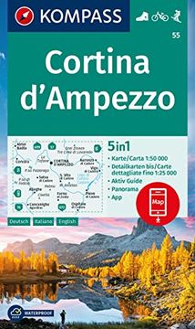 portada Kompass Wanderkarte 55 Cortina D'ampezzo (Kompass-Wanderkarten, Band 55) (en Italiano)