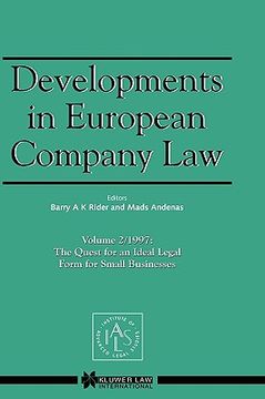 portada developments in european company law vol 2 1997: the quest for an ideal legal form for small businesses