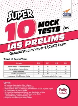 portada Super 10 Mock Tests for IAS Prelims General Studies Paper 2 (CSAT) Exam (en Inglés)