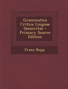portada Grammatica Critica Linguae Sanscritae (en Latin)