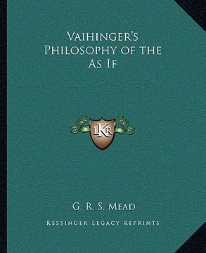 portada vaihinger's philosophy of the as if
