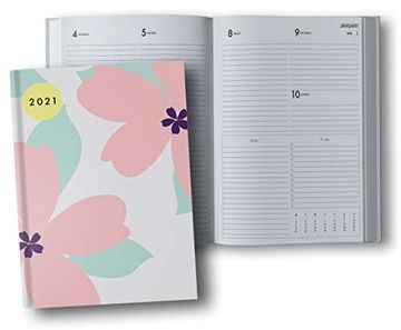 portada 2021 Planner Weekly and Monthly Hardcover: 12 Month Planner 2021 Hard Cover | 8. 5 x11 January - December 2021 |Double Page per Week | Flowers (in English)