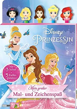 portada Disney Prinzessin: Mein Großer Mal- und Zeichenspaß: Malblock mit 5 Stiften und 5 Radiergummis