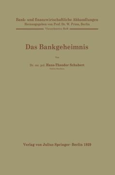 portada Das Bankgeheimnis: 14. Heft (Bank- und finanzwirtschaftliche Abhandlungen) (German Edition)