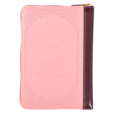portada KJV Holy Bible, Compact Faux Leather Red Letter Edition - Ribbon Marker, King James Version, Pink/Burgundy, Zipper Closure (en Inglés)