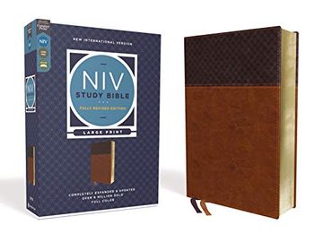 portada Niv Study Bible, Fully Revised Edition, Large Print, Leathersoft, Brown, red Letter, Comfort Print (in English)