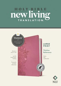 portada NLT Large Print Thinline Reference Bible, Filament-Enabled Edition (Leatherlike, Peony Pink, Indexed, Red Letter) (en Inglés)