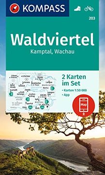 portada Kompass Wanderkarten-Set 203 Waldviertel, Kamptal, Wachau (2 Karten) 1: 50. 000 Inklusive Karte zur Offline Verwendung in der Kompass-App. Fahrradfahren. (en Alemán)