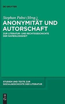 portada Anonymität und Autorschaft (en Alemán)