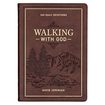 portada Walking With god 365 Daily Devotions, Large Print Brown Faux Leather 