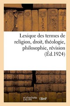 portada Lexique des Termes de Religion, Droit, Théologie, Philosophie, Révision (Langues) 