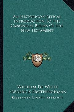 portada an historico-critical introduction to the canonical books of the new testament
