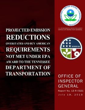 portada Projected Emission Reductions Overstated and Buy American Requirements Not Met Under EPA Award to the Tennessee Department of Transportation