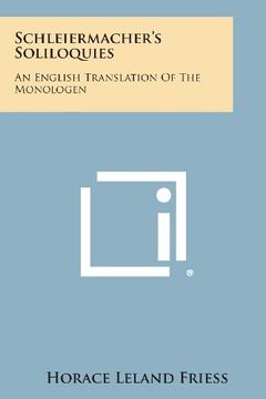 portada Schleiermacher's Soliloquies: An English Translation of the Monologen