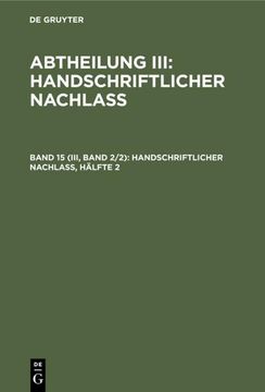 portada Handschriftlicher Nachlaß, Hälfte 2 (in German)