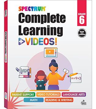 portada Spectrum Grade 6 Complete Learning + Videos, 6th Grade Workbooks all Subjects, Grade 6 Workbook With Math, Language Arts, Reading Lessons, How-To Video Instructions and Examples 