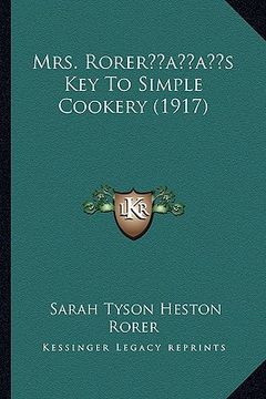 portada mrs. roreracentsa -a centss key to simple cookery (1917) (en Inglés)