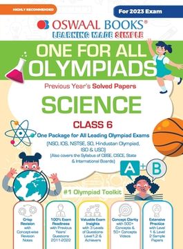 portada Oswaal One For All Olympiad Previous Years' Solved Papers, Class-6 Science Book (For 2023 Exam) (en Inglés)