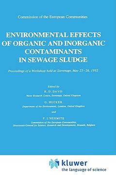 portada environmental effects of organic and inorganic contaminants in sewage sludge (en Inglés)