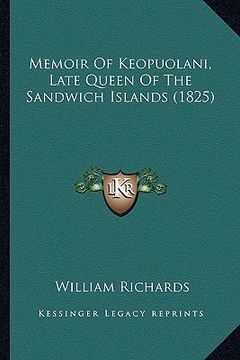 portada memoir of keopuolani, late queen of the sandwich islands (1825) (in English)