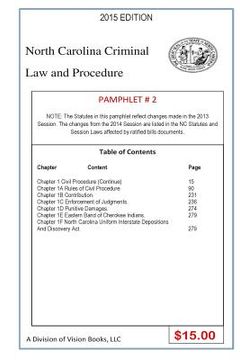 portada North Carolina Criminal Law And Procedure-Pamphlet # 2 (en Inglés)