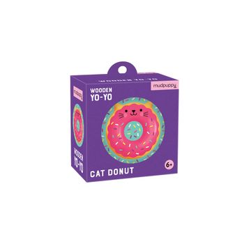 portada Mudpuppy cat Donut Wooden Yo-Yo – Beginner Yo-Yo for Ages 6 and up, Dual-Sided Full Color Artwork – Step-By-Step Instructions Included, Classic Yo-Yo for Kids, Makes a Great Gift Idea